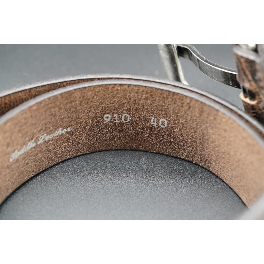 Lejon Mens Belt Size 40 Brown Distressed Saddle Leather Made in USA Style 910